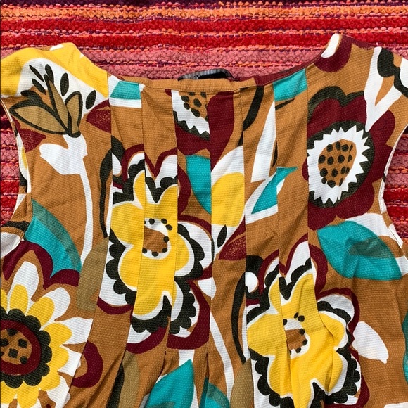 Brown Floral GoGo Dress, Mod Patterned Mini Dress, Floral Mini Dress - Picture 8 of 8